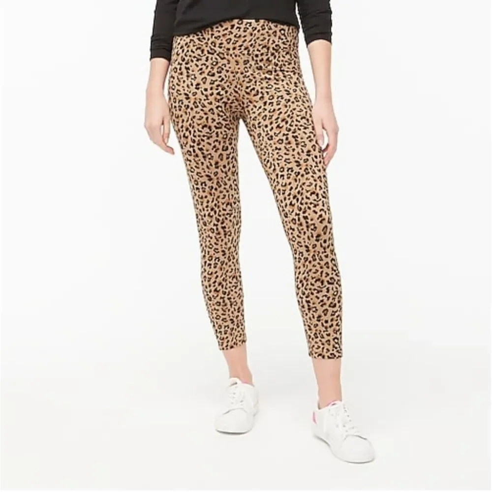 J. Crew‎ NWOT Cropped Leopard Leggings Cotton Women's Size Small